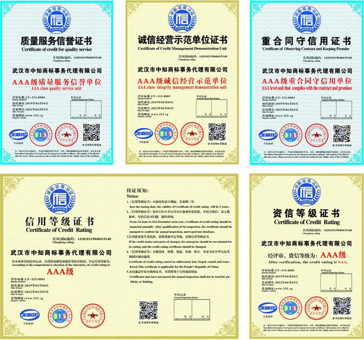 武漢中知商標事務(wù)代理有限公司-公司榮譽(yù)